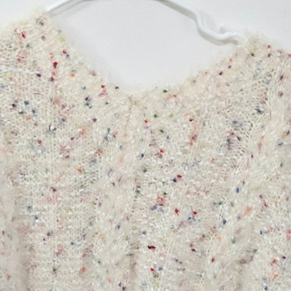 POL Anthropologie Oversized Multi Color Confetti Cream V-Neck Sweater Size Small - Picture 3 of 7
